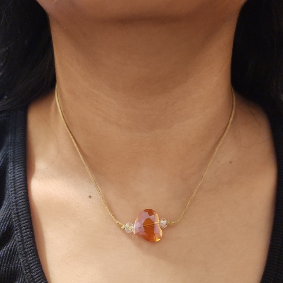 Orange Heart Pendant Necklace - Picture 1 of 3